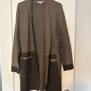 Sioni Black and Brown Patterned Cardigan